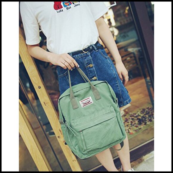 Lightweight Canvas Backpack Casual Daypack Adjustable Straps Travel Purse